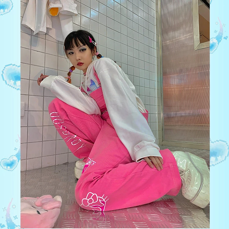 Juwas Retro Punk Kitty Print Oversize Overalls NEW ARRIVAL 7 Juwas Retro Punk Kitty Print Oversize Overalls NEW ARRIVAL