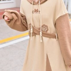 Juwas NEW ARRIVAL Cute Kitty Paw Hoodie Dress