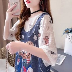 Juwas Cute Cartoon Bear Print Loose Summer T-shirt NEW ARRIVAL