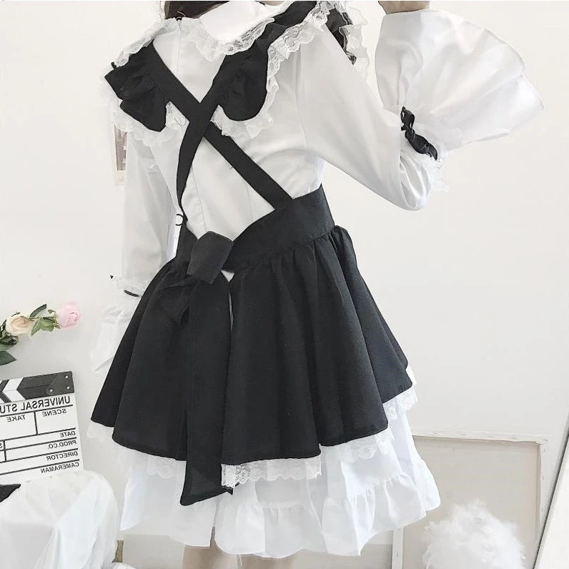 Juwas CLOTHING Lolita Maid Girl Ruffle Collar Mini Dress 6 Juwas CLOTHING Lolita Maid Girl Ruffle Collar Mini Dress