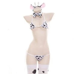 Juwas Sexy Cow Print 2-Piece Night Lingerie