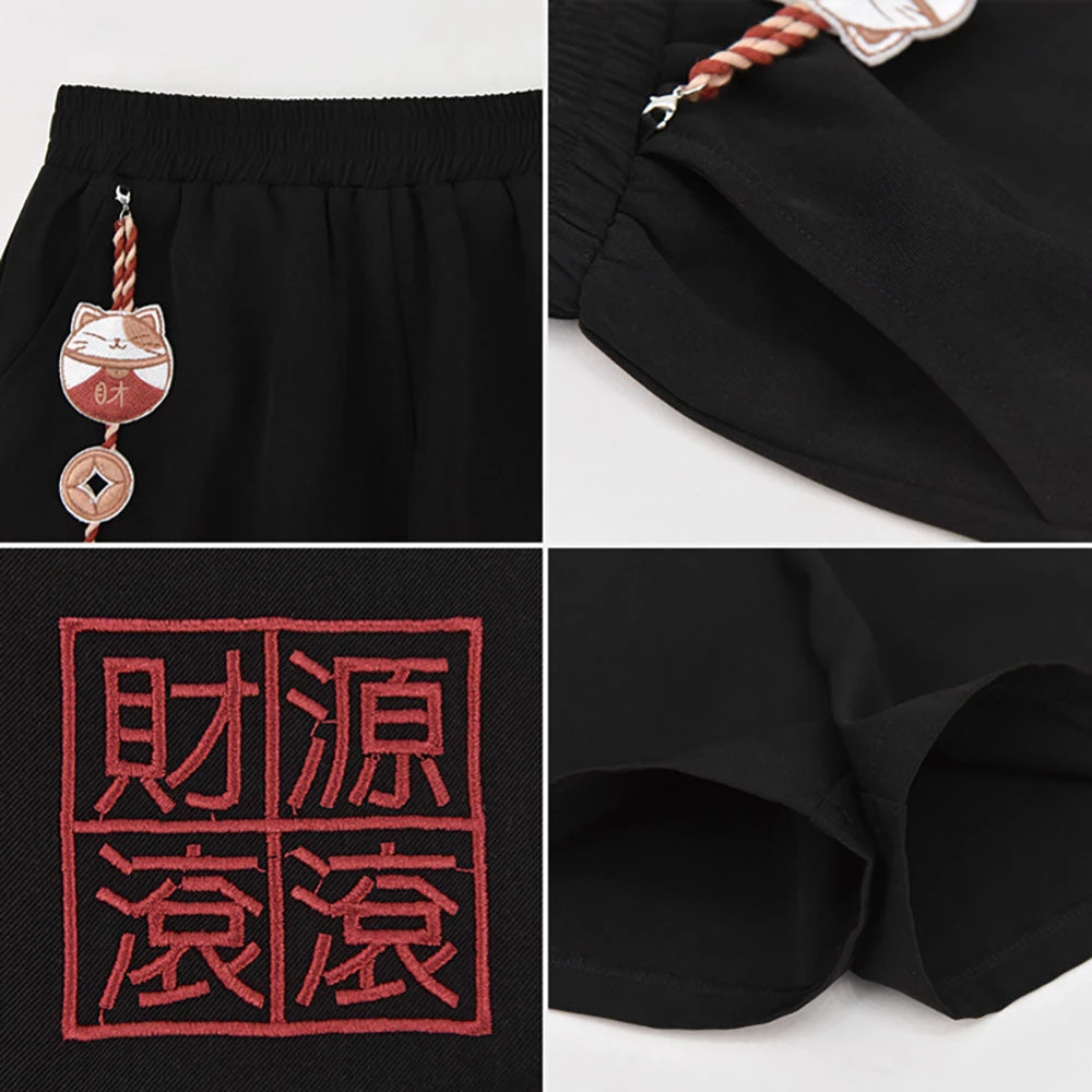 Juwas NEW ARRIVAL Lucky Chinese Amulet Black Short Pants 8 Juwas NEW ARRIVAL Lucky Chinese Amulet Black Short Pants