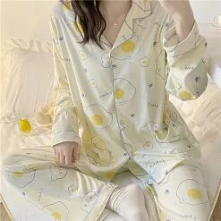 Juwas Egg Printed Long Sleeve Pajama Set