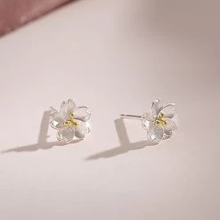 Juwas NEW ARRIVAL Japanese Sakura Silver Earrings