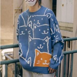 Juwas Cats Family Oversize Sweater NEW ARRIVAL