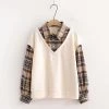 Juwas Vintage Plaid Fake Two-piece Sweatshirt CLOTHING