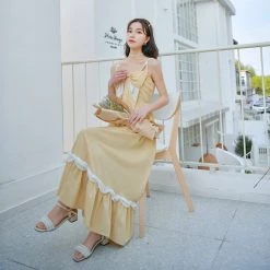 Juwas NEW ARRIVAL Princess Ribbon Chiffon Maxi Dress