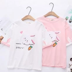 Juwas Loving Bunny Carrot Japanese Print Shirt