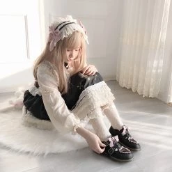 -Juwas Lolita Vintage Heart Ribbon Leather Shoes