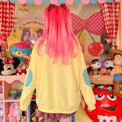 Juwas CLOTHING Japanese Harajuku Cartoon Print Loose Hoodie