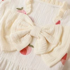 Juwas CLOTHING Peach Print Bowknot Cotton Pajamas Set 15 Juwas CLOTHING Peach Print Bowknot Cotton Pajamas Set