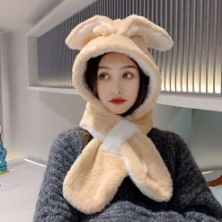Juwas CLOTHING Cute Rabbit Ear Warm Hooded Scarf