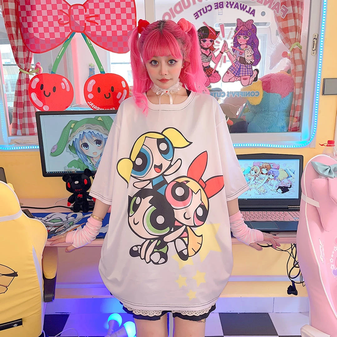 Juwas NEW ARRIVAL Harajuku Cartoon Animal Print Loose Summer T-shirt 11 Juwas NEW ARRIVAL Harajuku Cartoon Animal Print Loose Summer T-shirt