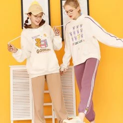 Juwas Cute Lucky Bear Loose Sweater Hoodie CLOTHING