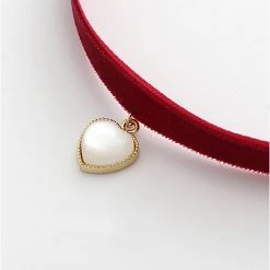 Juwas Pearl Heart Velvet Choker Necklace NEW ARRIVAL