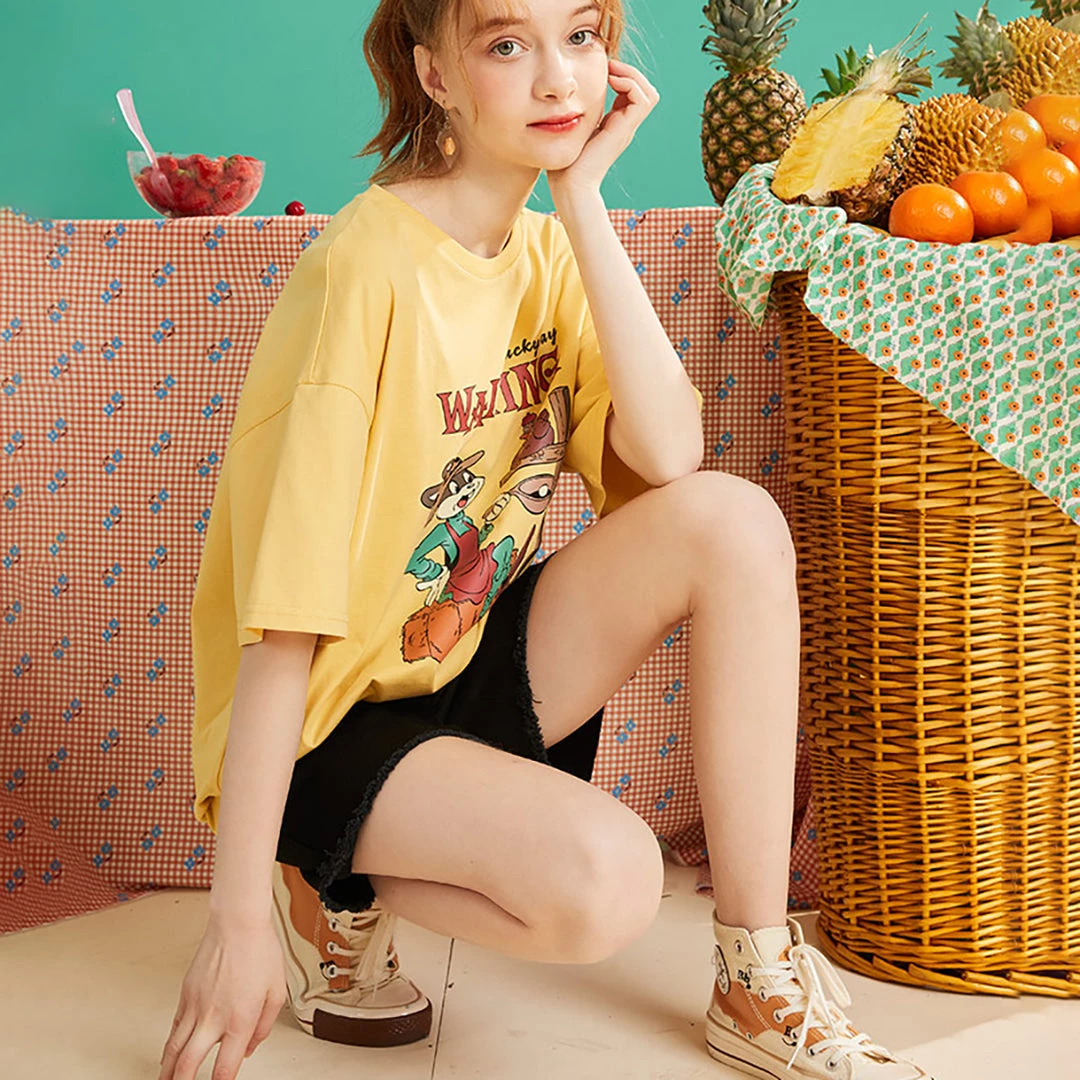 Juwas Funny Cartoon Printed Yellow T-shirt 8 Juwas Funny Cartoon Printed Yellow T-shirt