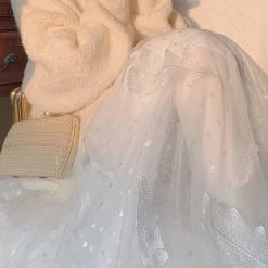 Juwas NEW ARRIVAL Vintage Apricot Lace Maxi Skirt