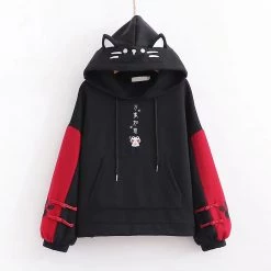 Juwas Kitty Embroidery Pocket Hoodie CLOTHING 12 Juwas Kitty Embroidery Pocket Hoodie CLOTHING
