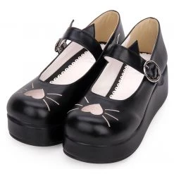 Juwas Heart Embroidered Round Tip Toe Platform Shoes NEW ARRIVAL