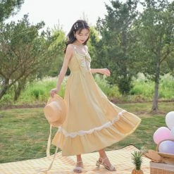 Juwas NEW ARRIVAL Princess Ribbon Chiffon Maxi Dress