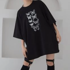 Juwas NEW ARRIVAL Butterflies Print Streetwear Loose T-shirt