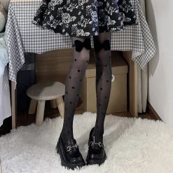 Juwas Bowknot Decor Polka Dots Stockings NEW ARRIVAL