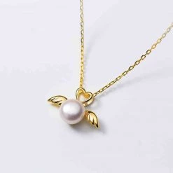 Juwas Love Angel Wings Pearl Silver Necklace NEW ARRIVAL