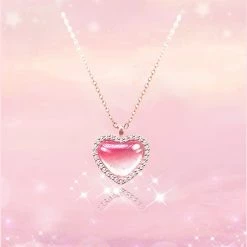 Juwas NEW ARRIVAL Lovely Peach Heart Silver Necklace