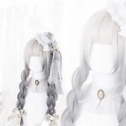 Juwas Silver Gray Ombre Long Straight Wig