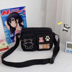 Juwas HOME&LIFESTYLE Bear Print Canvas Crossbody Bag