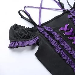 Juwas Gothic Cross Bandage Black Dress CLOTHING