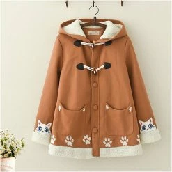 Juwas.com Online Store Kawaii Cat Ear Paw Embroidery Hooded Coat 7 Juwas.com Online Store Kawaii Cat Ear Paw Embroidery Hooded Coat