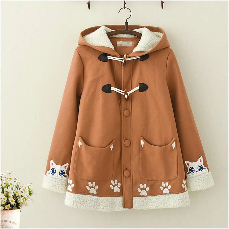 Juwas.com Online Store Kawaii Cat Ear Paw Embroidery Hooded Coat 5 Juwas.com Online Store Kawaii Cat Ear Paw Embroidery Hooded Coat
