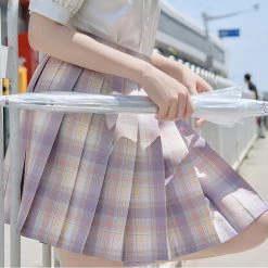 Juwas NEW ARRIVAL JK School Girl Plaid High Waist Mini Skirt