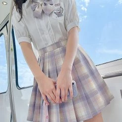 Juwas NEW ARRIVAL JK School Girl Plaid High Waist Mini Skirt