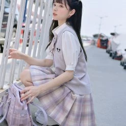 Juwas NEW ARRIVAL JK School Girl Plaid High Waist Mini Skirt