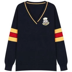 Juwas Kawaii Navy Blue University V-Neck Sweatshirt NEW ARRIVAL
