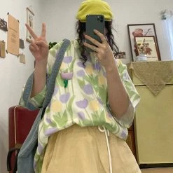 Juwas Vintage Tulip Oversize Summer Shirt NEW ARRIVAL