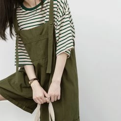 Juwas Pure Color Wide Leg Overalls Dungaree