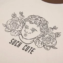 Juwas Vintage Angel Print Round Collar Short T-shirt NEW ARRIVAL