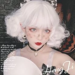 Juwas Heng Ji White Short Curly Bob Cut Wig NEW ARRIVAL