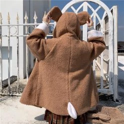 Juwas CLOTHING Cute Bear Ears Warm Cotton Coat