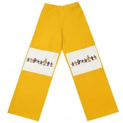 Juwas Cartoon Characters Print Yellow Sweatpants NEW ARRIVAL