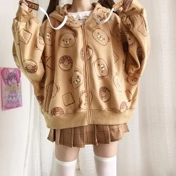 Juwas Dessert Bear Plus Fleece Loose Jacket NEW ARRIVAL
