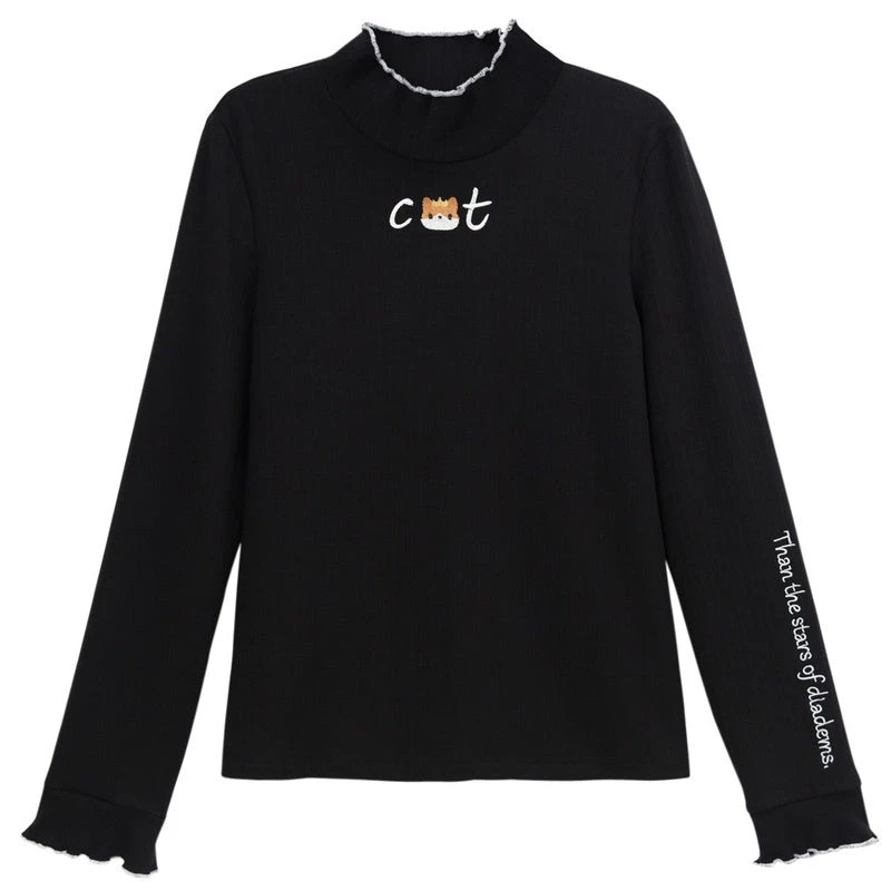 -Juwas NEW ARRIVAL Cat Embroidery Lattice Sweatshirt Top 8 -Juwas NEW ARRIVAL Cat Embroidery Lattice Sweatshirt Top