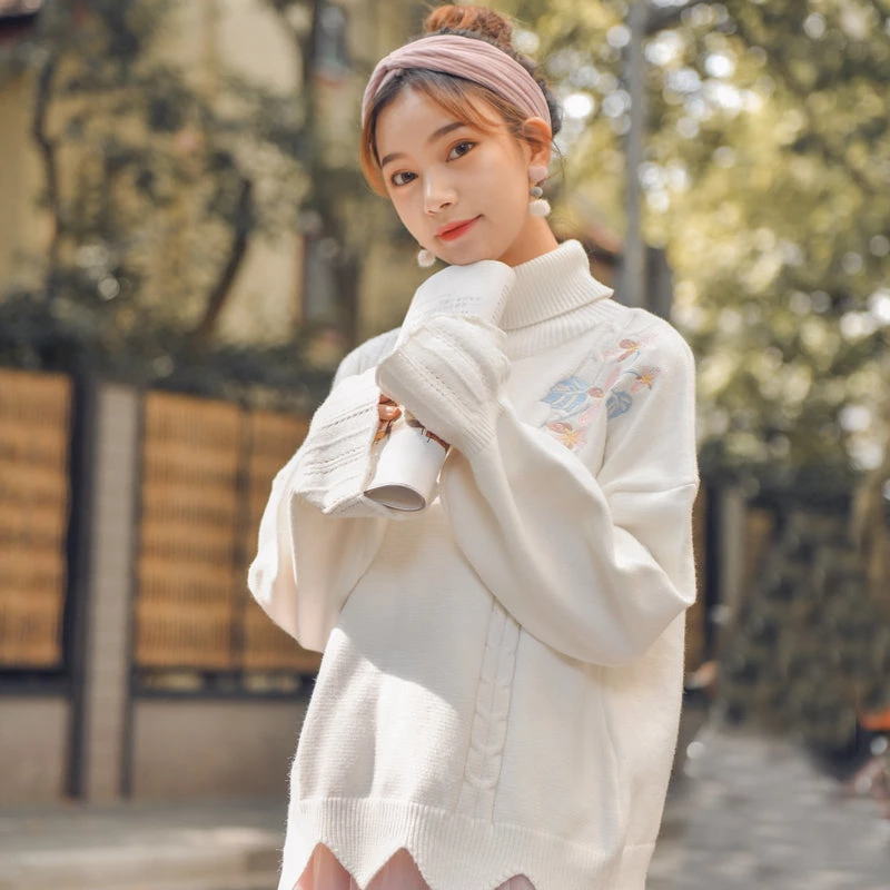 -Juwas Blooming Spring Flowers Mock-neck Sweater NEW ARRIVAL 4 -Juwas Blooming Spring Flowers Mock-neck Sweater NEW ARRIVAL