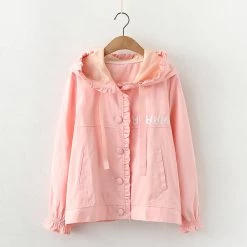 Juwas CLOTHING Sweet Rabbit Ears Lace Hooded Coat