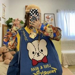Juwas Love And Bear Loose Knitted Sweater