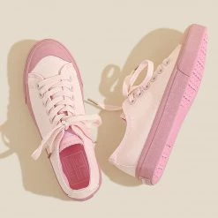 Juwas NEW ARRIVAL Pastel Pink Low Cut Canvas Sneakers