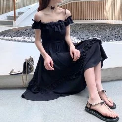 Juwas Gothic Black Pearl Babydoll Dress NEW ARRIVAL